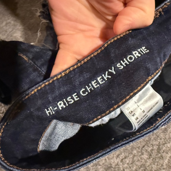 American Eagle Hi Rise Cheeky Shortie Jean Shorts Womens 6 blue Micro Mini Denim - Picture 7 of 9
